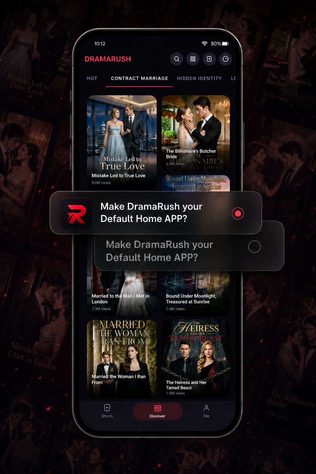 DramaRush app preview on phone